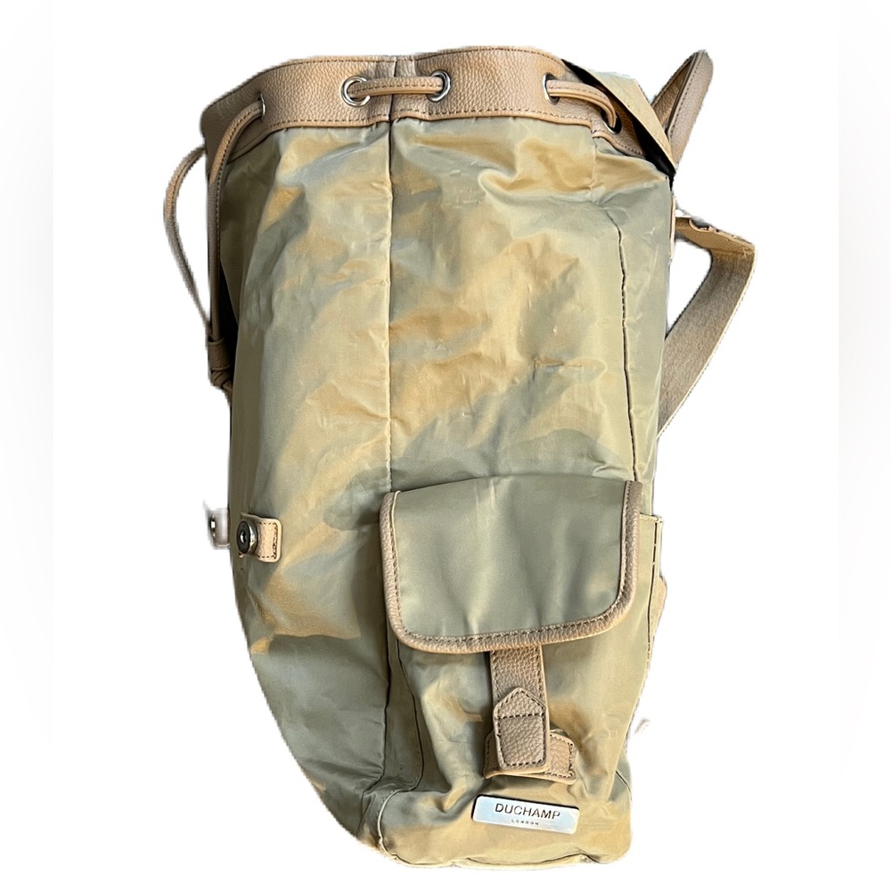 Duchamp London Tan Nylon Drawstring Computer Backpack - Picture 5 of 13